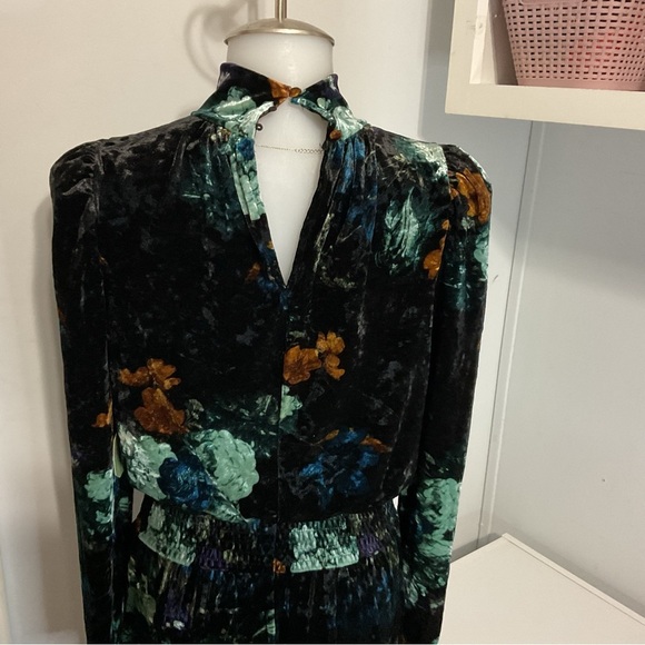 RYEGRASS Black Floral Velour Maxi Dress Size S - Picture 9 of 14